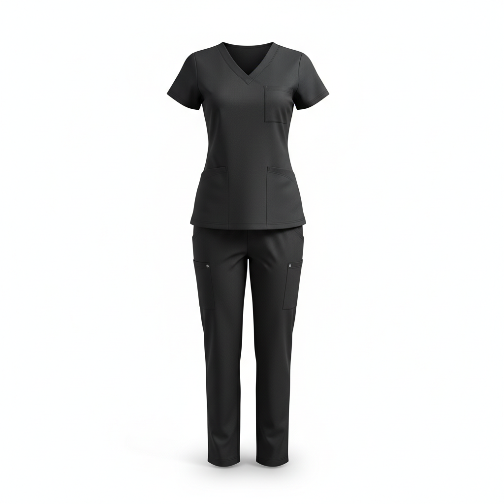 Women's black scrub uniform set