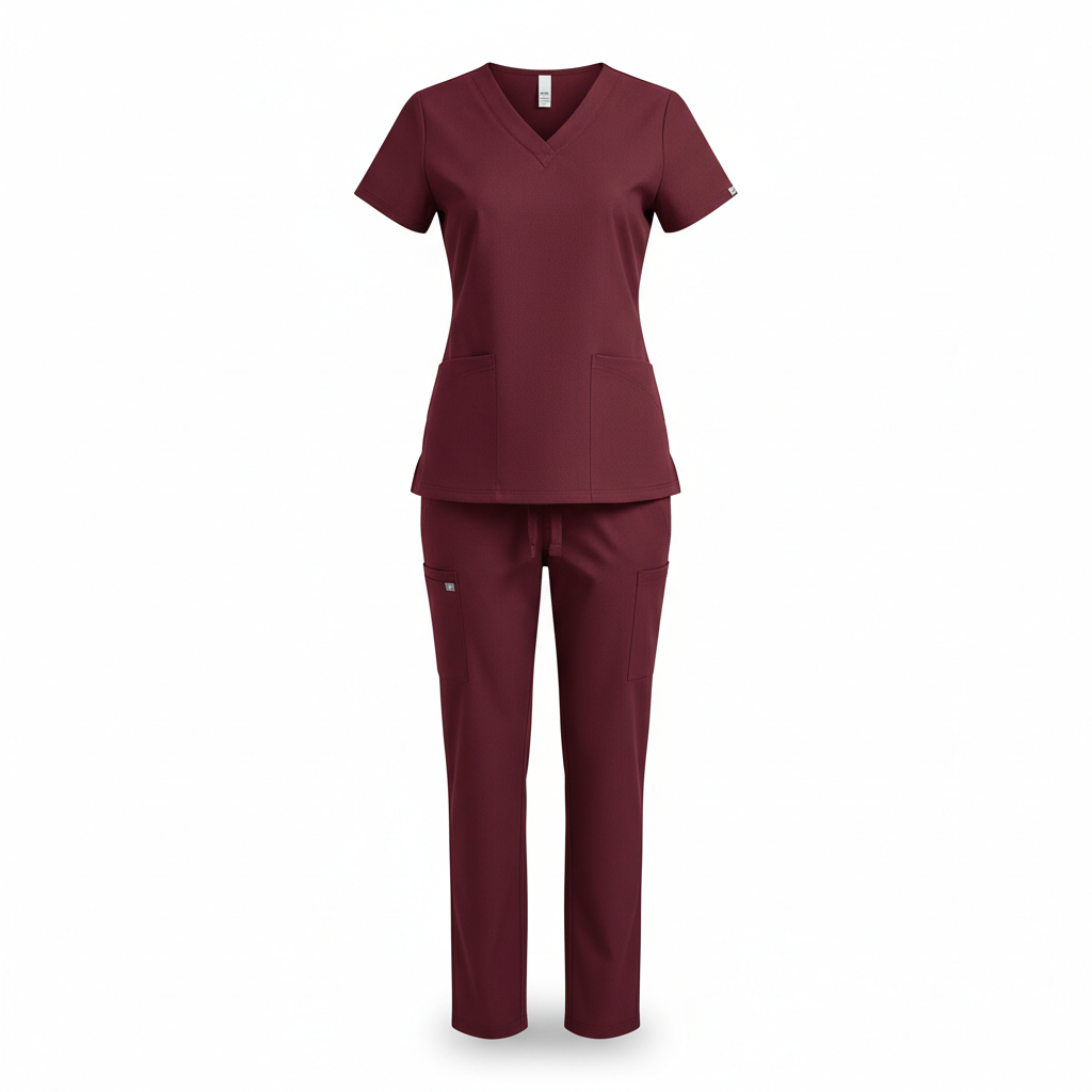 Women's wine scrub uniform set