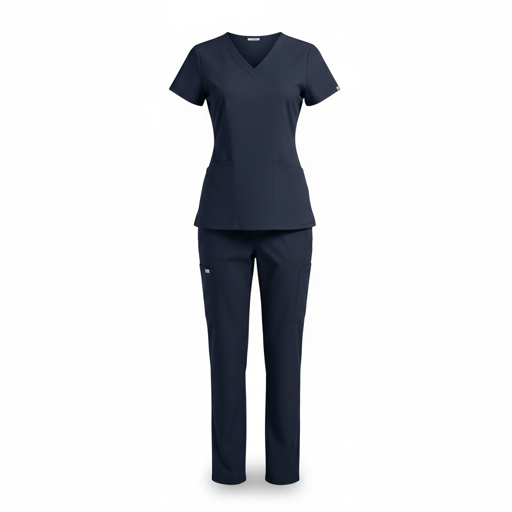 Women's navy scrub uniform set