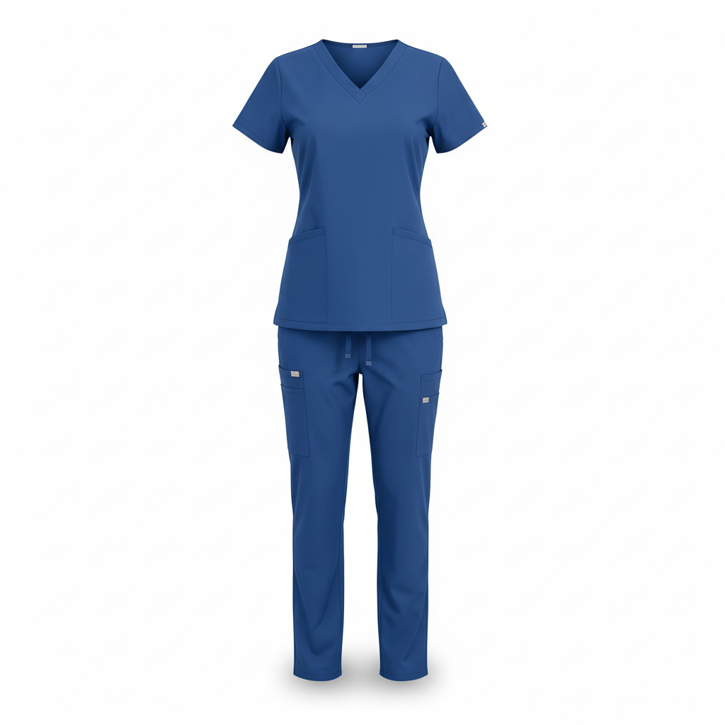 Women's royal blue scrub uniform set